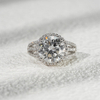 Cincin Pertunangan Halo Moissanite S925 Sterling Silver Round Brilliant Cut