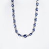 14K Emas Putih Oval Cut Lab Grown Sapphire dan Round Brilliant Cut Moissanite Diamond Kalung