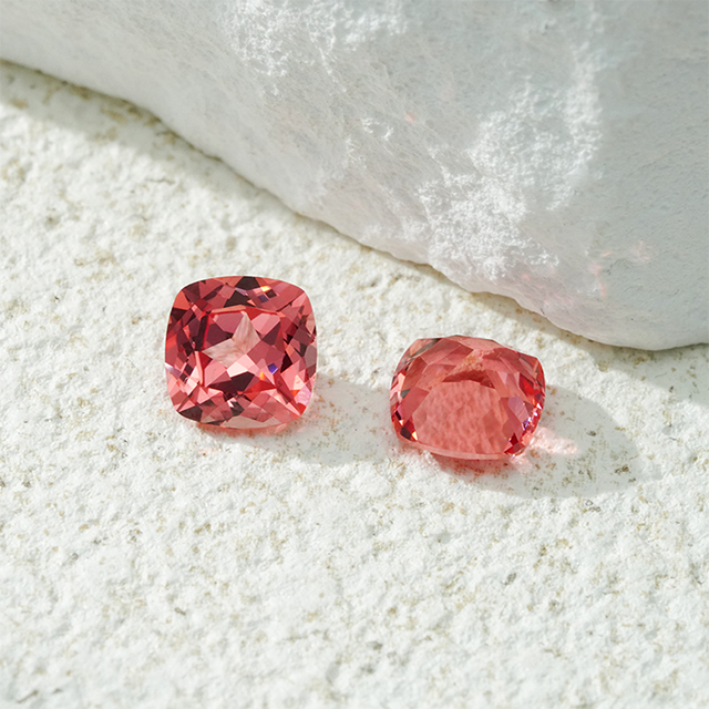 Cushion Cut Dark Pink Padparadscha Color Lab Grown Gemstones