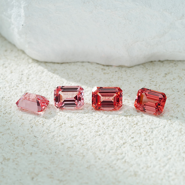 Octagon Emerald Cut Pink Padparadscha Color Loose Lab Grown Gemstones