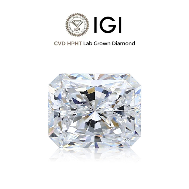 Sijil IGI Radiant Cut D VS HPHT CVD Lab Grown Diamond