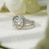 Cincin Pertunangan Halo Moissanite S925 Sterling Silver Round Brilliant Cut