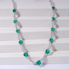 14K White Gold Round Brilliant Cut Lab Grown Emerald dan Kalung Berlian Moissanite 