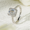 Cincin Pertunangan Halo Moissanite S925 Sterling Silver Octagon Emerald Cut